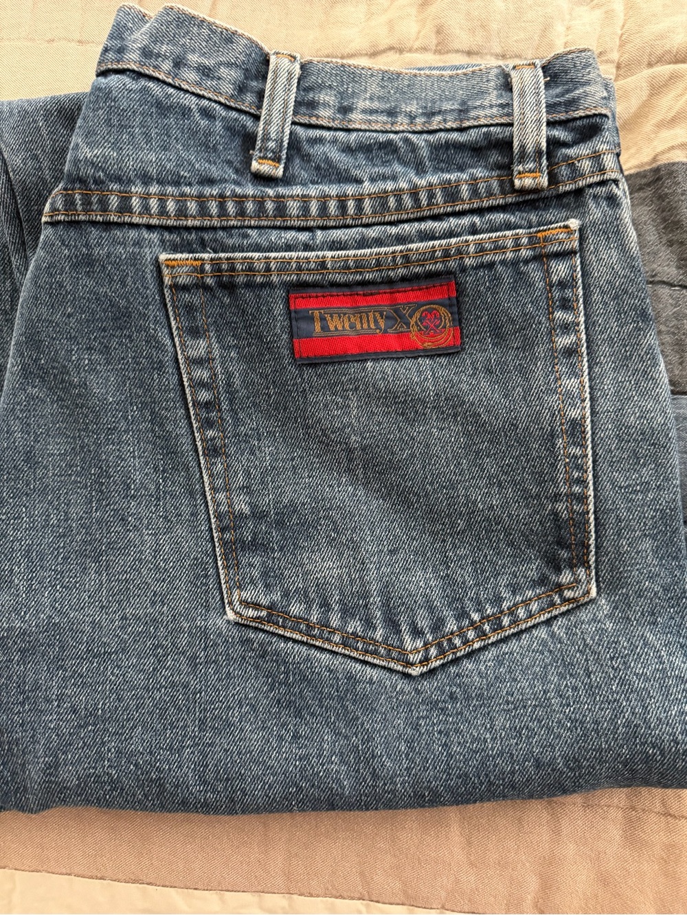 Wrangler Relaxed Blue Denim Jeans with Red Patch